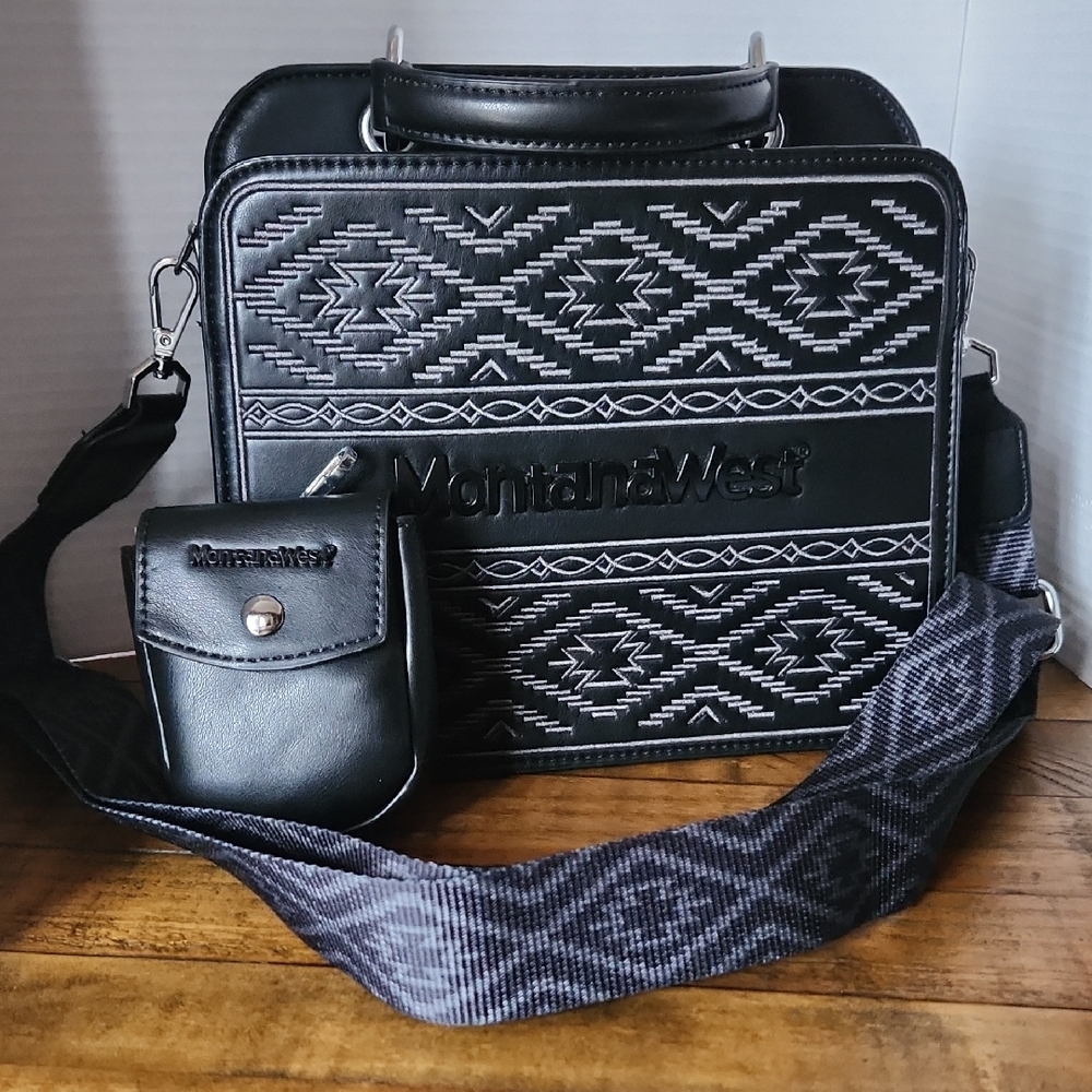 Montana West Black Aztec Pattern Crossbody Bag